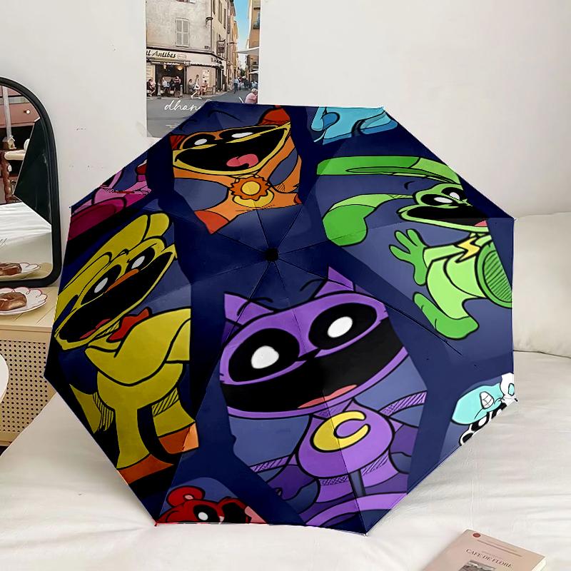 Happy smiling Cartoon Characters Umbrella 8-Frame for Travel, camping, Casual Lightweight Portable Umbrella, Essential for every family Holidays Gift