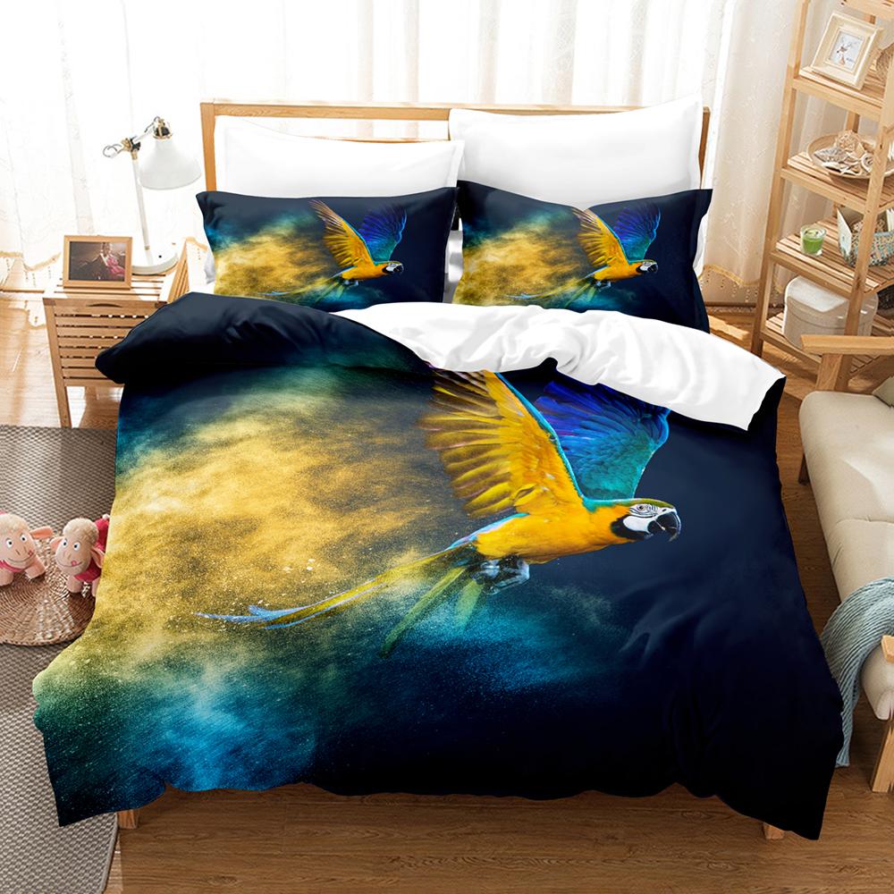 3D Animal Bedding Set Parrot Pattern Duvet Cover Set Microfiber Quilt Cover With 1/2Pillowcase King Queen Twin Luxury Bedclothes