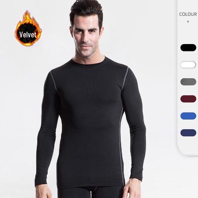 Herren Quick-Dry Langarm Kompressions-T-Shirt - Winter Samt Erweitert Fitness 1021