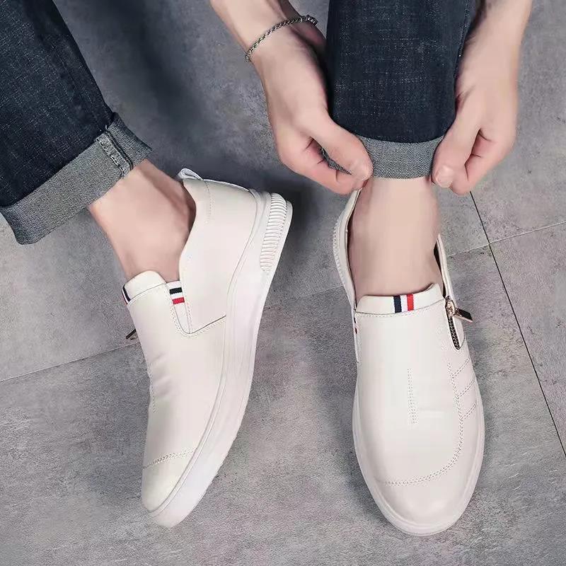 

Мужские кожаные туфли повседневные деловые новые весенние корейские версии трендовые круглые удобные мягкие подошвы ленивые мужские туфли мужские 39