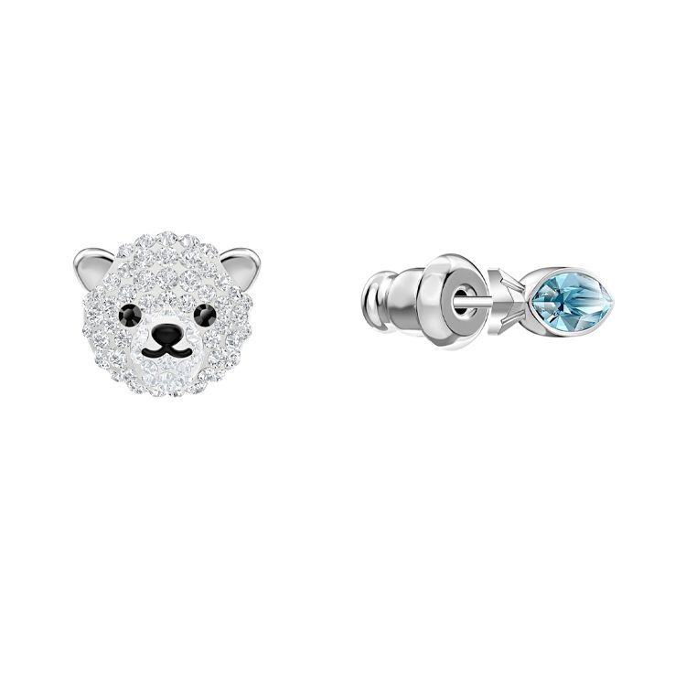 Swarovski Polar Bear Asymmetrical Earrings Women earrings 5488192 Silver