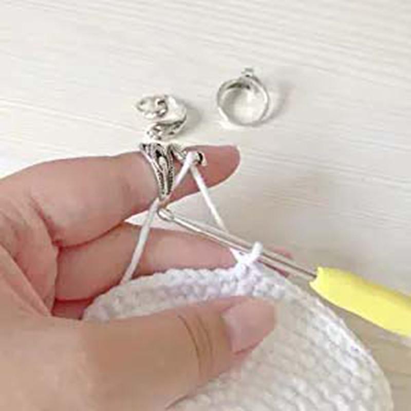 Adjustable Knitting Loop Crochet Ring Finger Holder Knitting  Phoenix Ring