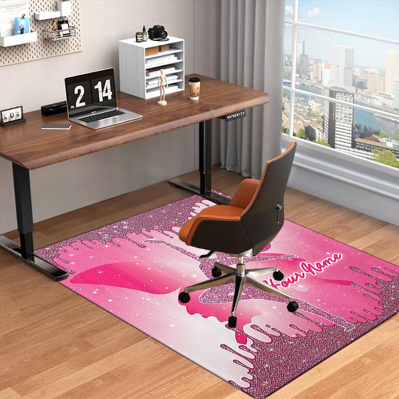 1PC Custom Name Pink Glitter Fairy Theme Floor Mat Ideal for Living Room, Game Rooms, Office, Bedroom Floor Mat Playful Design