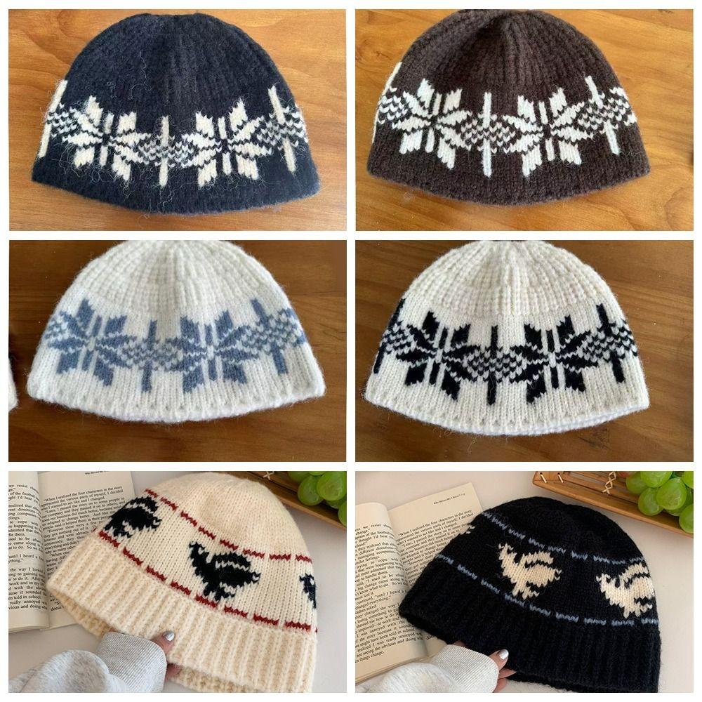Warm Snowflake Beanies Printed Printing Knit Cap Retro Jacquard Knitted Hat  Apparel Accessories