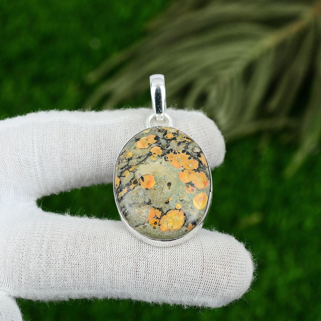 Mothers Day Deal Sterling Silver Maligano Jasper Gemstone Bezel Pendant Jewelry
