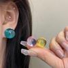 Korean version of dopamine color spherical earrings women's new fashion resin stud earrings sweet and cute round bead earrings