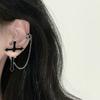 2pcs 2026 Punk Gothic Cross Earrings Men Women Metal Long Chain Tassels Piercing Jewelry Black Cross Ear Studs Gifts Accessories