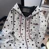 Unisex Oversized Hooded Sweatshirt With Star Print Cotton Blend Fall Winter Warm Casual Top