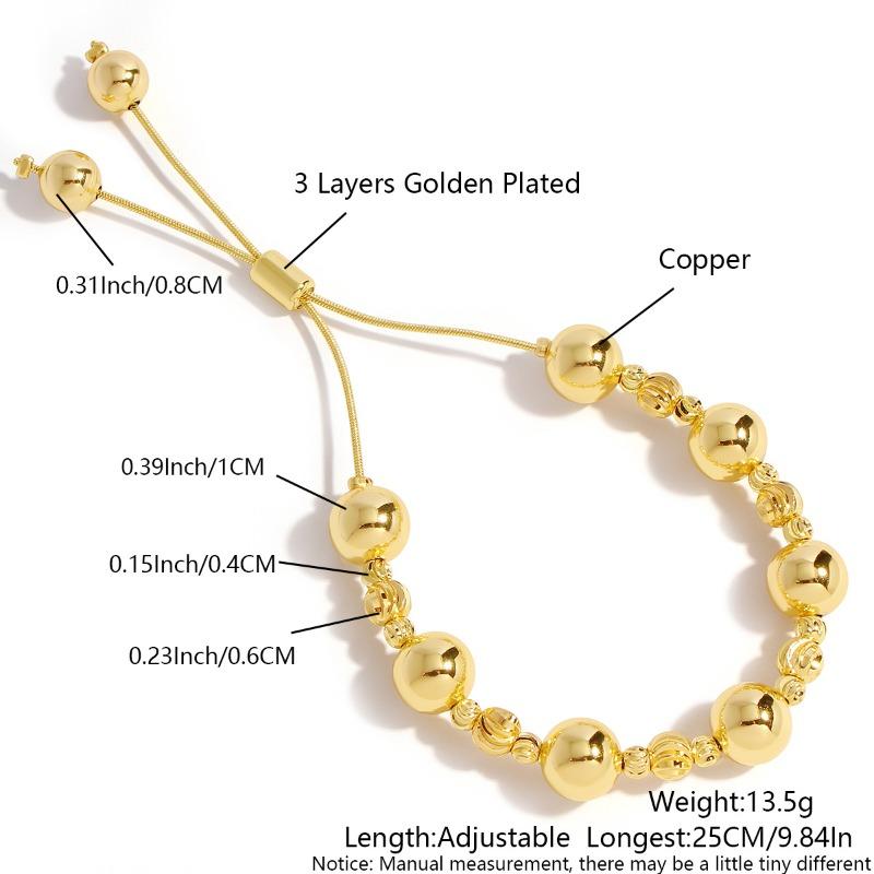 Copper bead heart pearl women s bracelet - versatile lucky bead adjustable pull bracelet