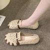Fashion Hollow Out Single Shoe Women's 2024 Summer and Autumn New Flat Bottomed Round Toe Single Shoes Retro Women's Shoes Traf
