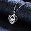 Women' SILVER Necklace Pendant Red Rose Cubic Zirconia Diamond