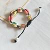 Handmade Bohemian Bracelet with Natural Shell Beads and Waxed Cord