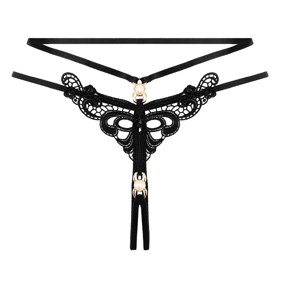 Stimulating Panties Women's Hot Hollowed-out Embroidered Pearl Yin Sm Bundled Tuning Open File Free Temptation Thong