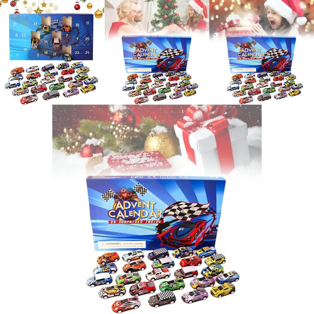 Advent Calendar Countdown Toy Cars Set For Kids Featuring 24 Unique Collectible Designs
