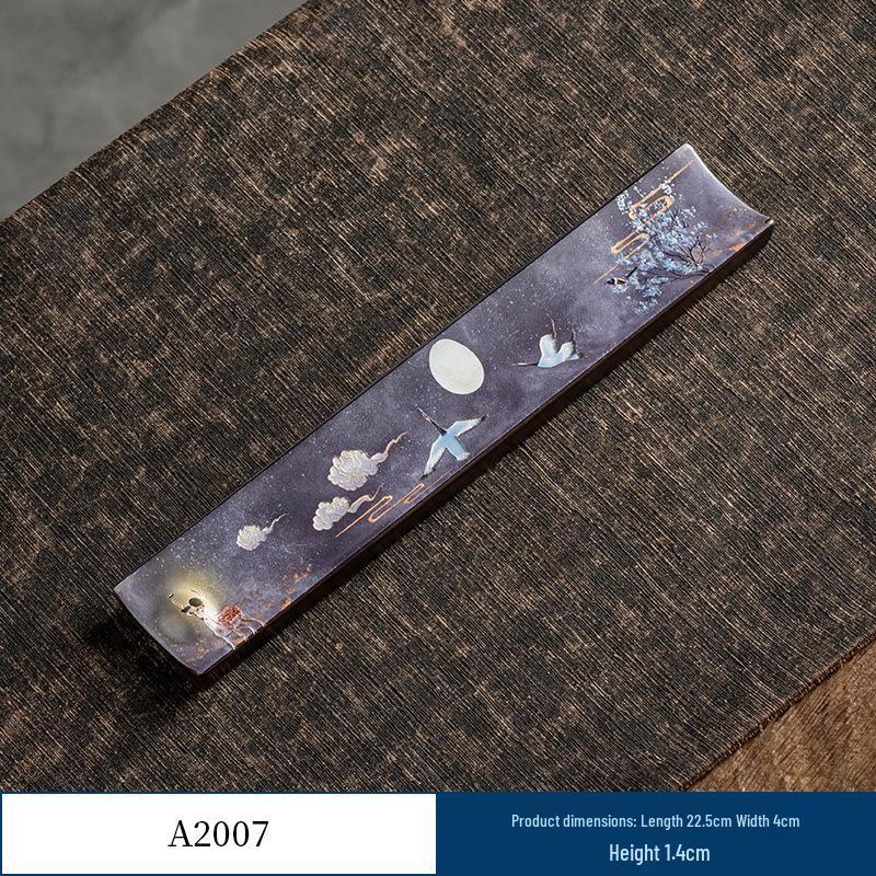 Guochao River & Mountain Ceramic Incense Holder - Retro Incense Stick Tray for Indoor Use