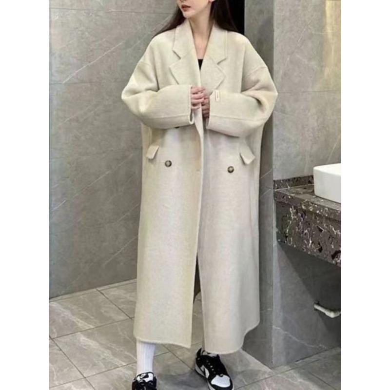 New Autumn and Winter Double-sided Wool Coat Long Korean Style Loose Casual Long Woolen Jacket