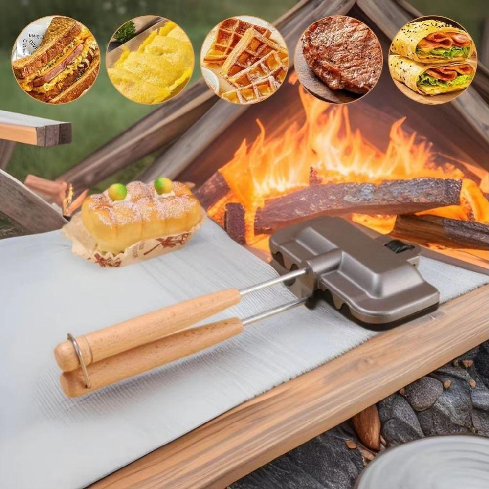 Long Handle Sandwich Baking Pan Double-Sided Sandwich Maker Sandwich Fry Pan Kitchen Tool