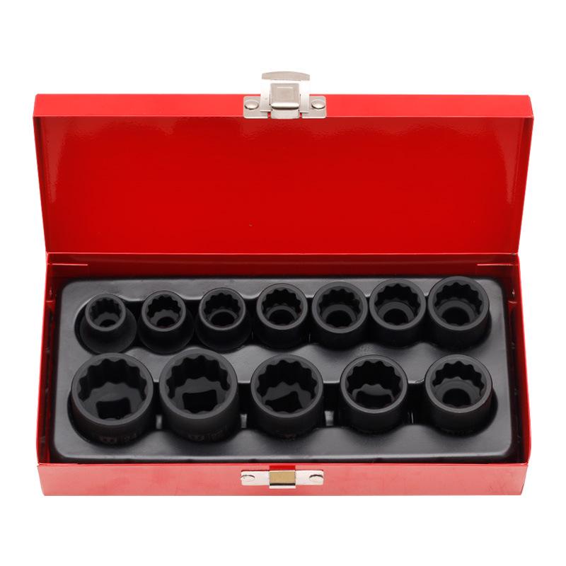 12-Piece Thickened Hex Impact Socket Set for Electric/Pneumatic Wrenches
