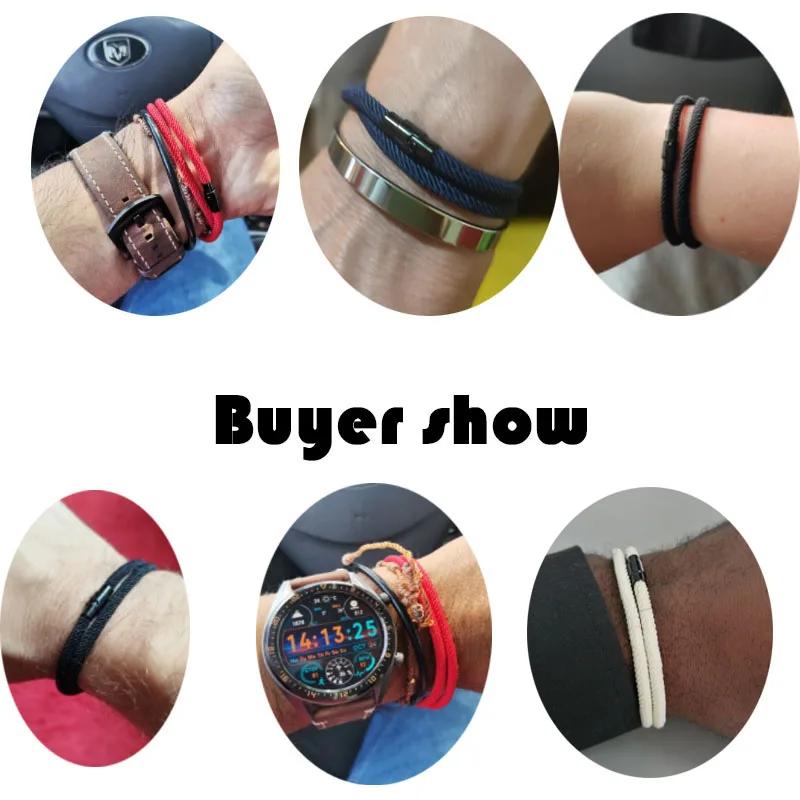 Simple Style Men Rope Bracelet Double Layer Survival Braclet Homme Accessories Boyfriend Gift Magnet Buckle Pulsera Hombre Joias