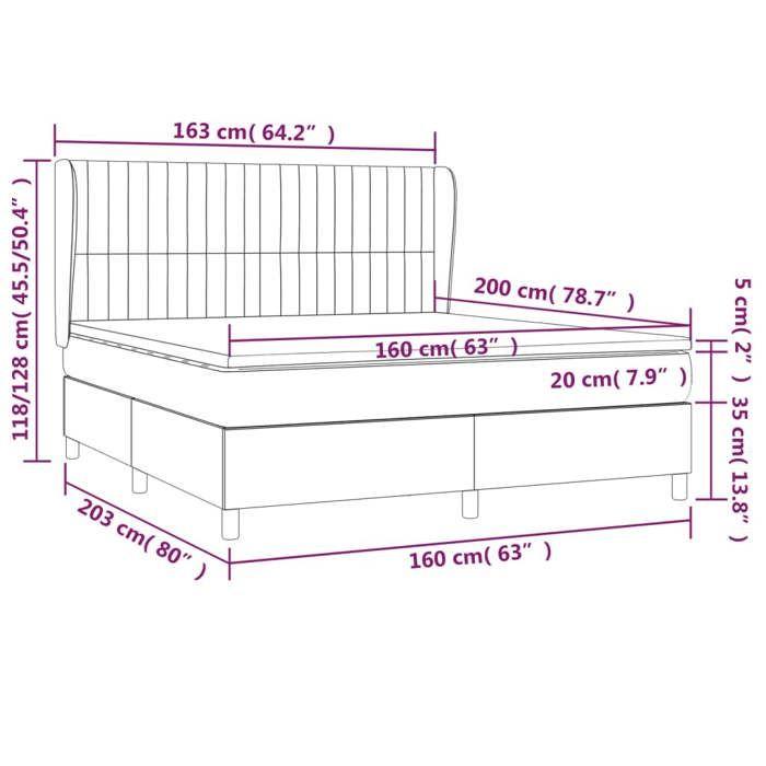 3128693 vidaXL Divan-lit Tapissier Avec Matelas Gris Clair 160x200cm Tissu