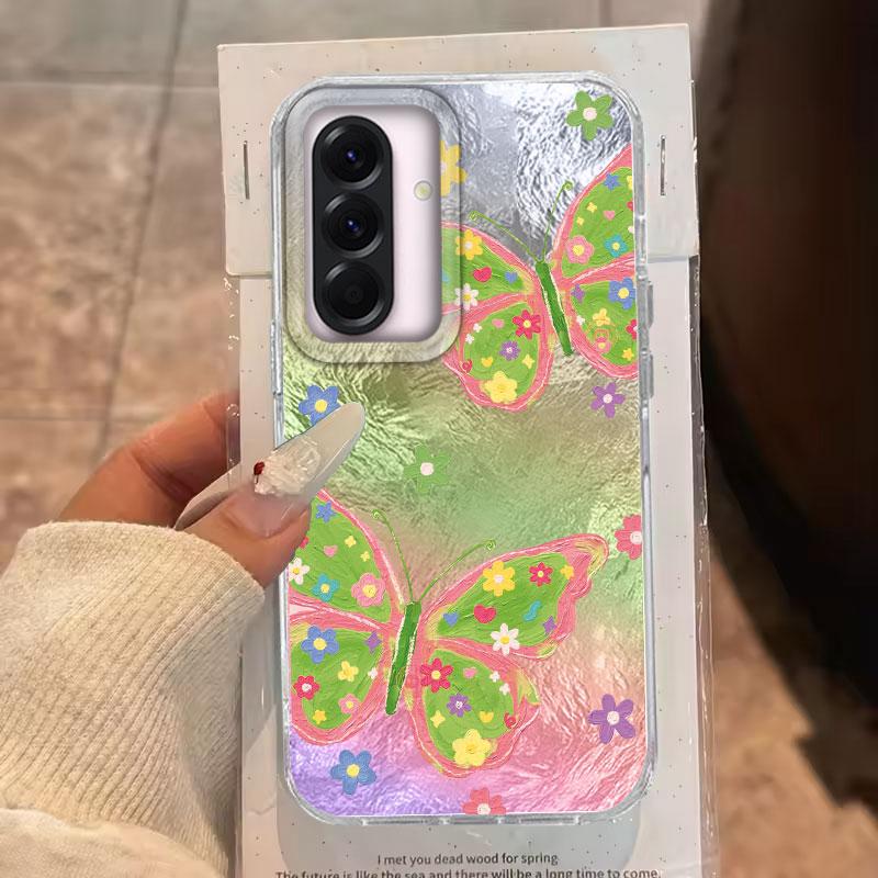 Case For Samsung Galaxy A56 A36 A16 A25 A35 A26 S25 S24 Plus Ultra FE Phone Cover Green Butterfly Gradient For  Samsung A55 Bags
