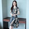Elegant Summer Outfit: Stylish Short-Sleeved Dress for Middle-Aged Mothers (40s-50s), Wide-Cut and Sophisticated