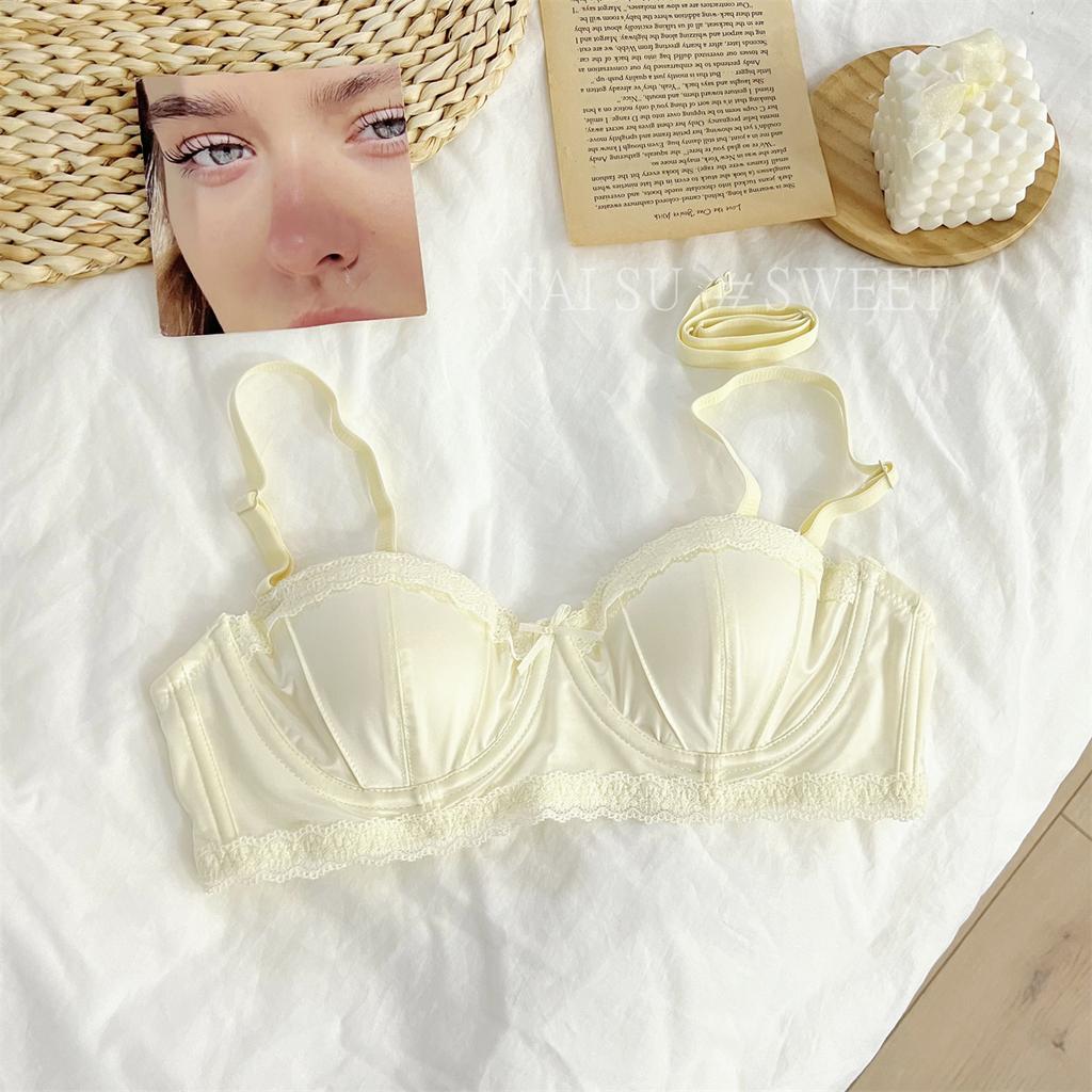 Girl Spring and Summer Sexy Silk Face Small Breast Gathers Half Cup To Use Breast Without Underwire To Support Underwear