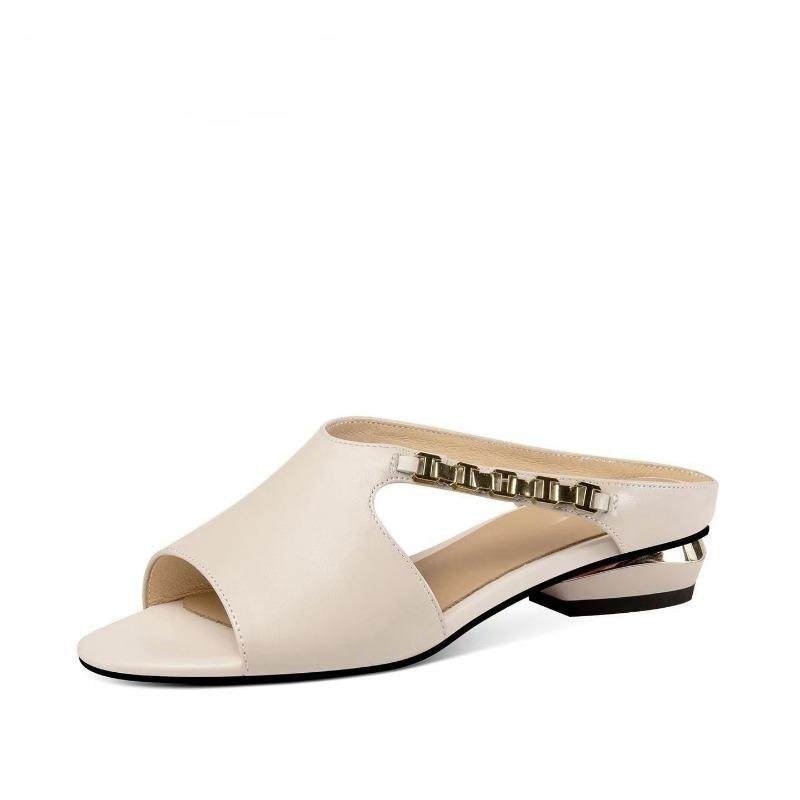 New fashionable thick-heeled women's slippers retro one-character sandals high-heeled open-toed slippers