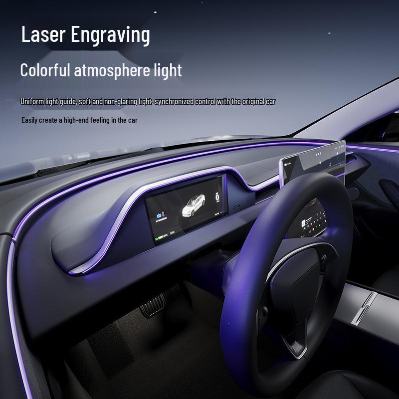 Tesla Model 3 & Y Refresh Ambient Light with CARPLAY Android & Front Camera Dashboard Integration Refresh Model 3