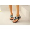 Large Size Herringbone Sandals for Women, Embroidered with Ethnic Style Flowers, with A Back Strap and Sloping Heel Sandals