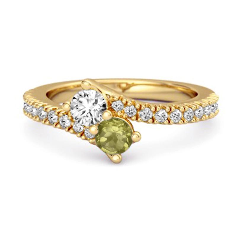 

Peridot Bypass Ring - 925 Sterling Silver Gold Vermeil 12 золотий/жовтий
