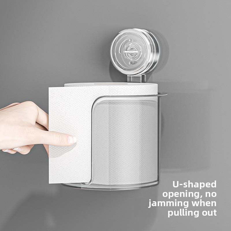 Plastic Suction Cup Toilet Paper Holder With Wall Mount For Bathroom Storage And Home Use