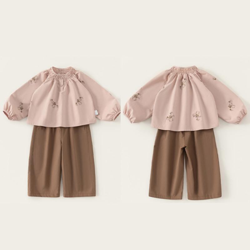 Und Kinder Frühling Herbst Langarm-Hosen-Set Mit Gesticktem Design