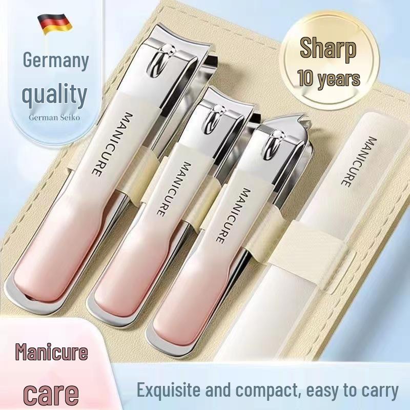 Gradient Large Nail Clipper Set with PU Leather Case - Portable Manicure Tool
