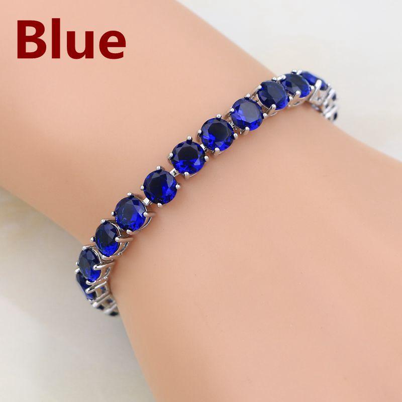 Gioielli in Argento 925 Bracciale a Catena Link con Granato Rosso Sposo e Zircone Bianco Creati 21cm Per Donne Scatola Regalo Gratuita