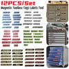 12Pcs Magnetic Toolbox Drawer Tags Bold Easy-to-Read 3D Magnetic Tool Box Organizer Labels Toolbox Widget Stickers Accessories