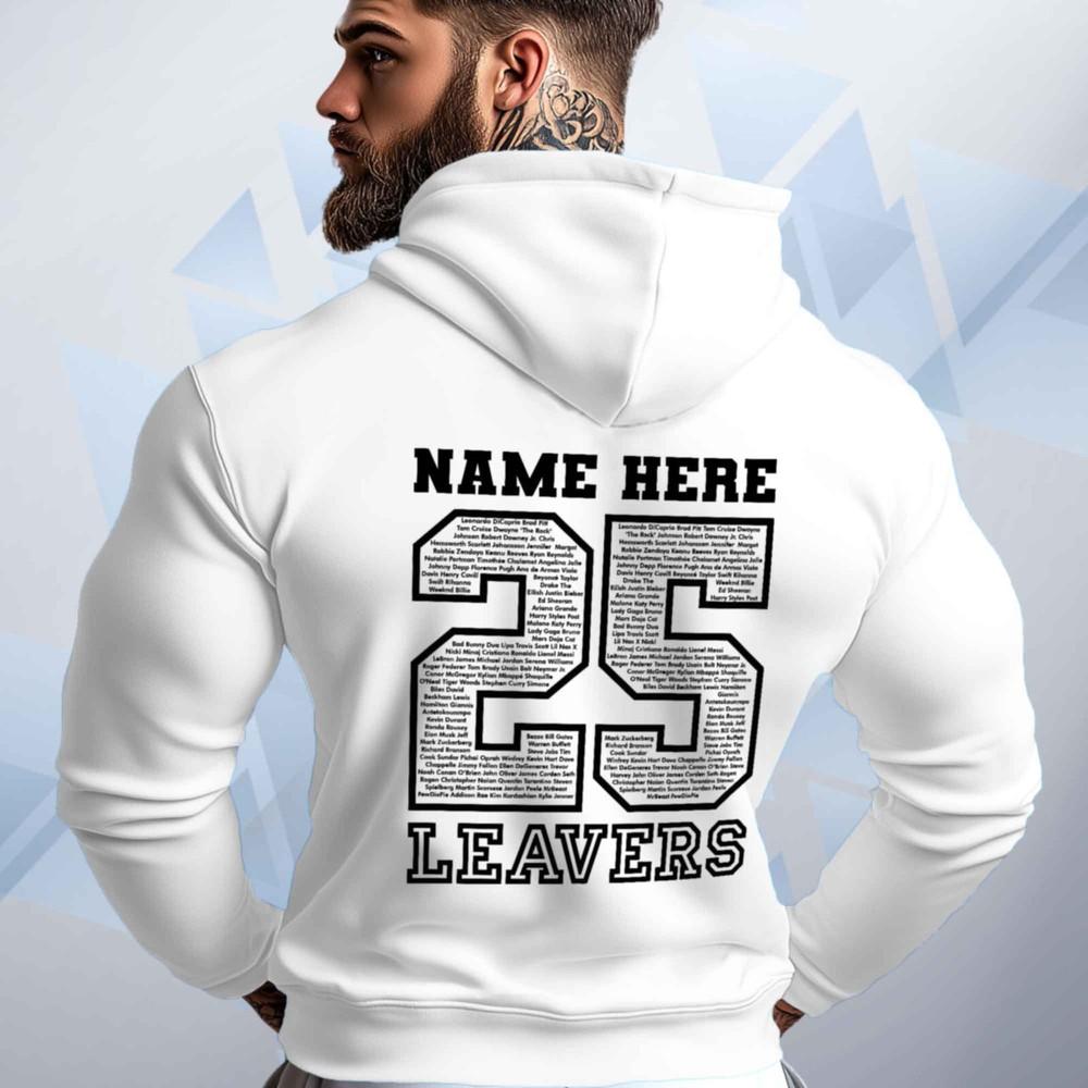 

Custom 2025 Leavers Hoodie School College Varsity Graduation Jumper with Names XL