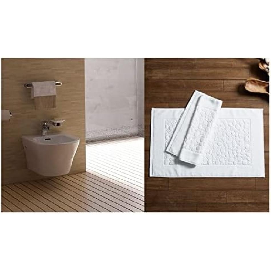 SOUGAO Bath Mats [Not a Bathroom Rug] Cotton Banded Machine Washable Shower Bathroom Floor Towel Terry Towelling Tub Shower Bathroom Mat (Cobblestone