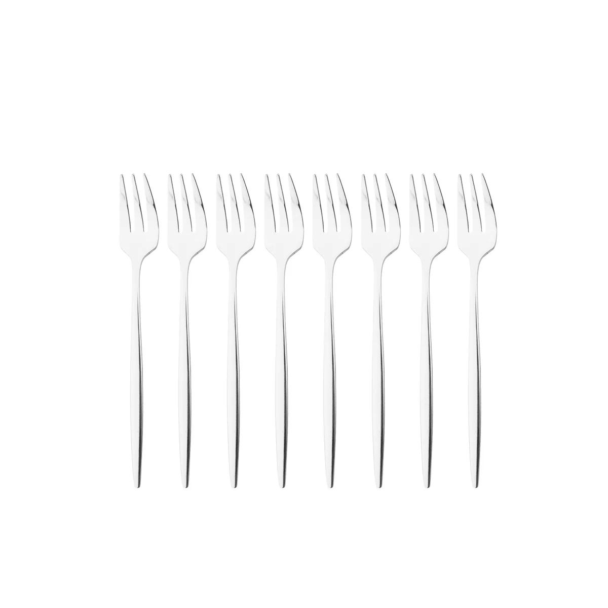 

8Pcs Mini Stainless Steel Cake Fork Tea Forks Dessert Fork Tableware Cutlery Kitchen Silverware Dinnerware Flatware срібний