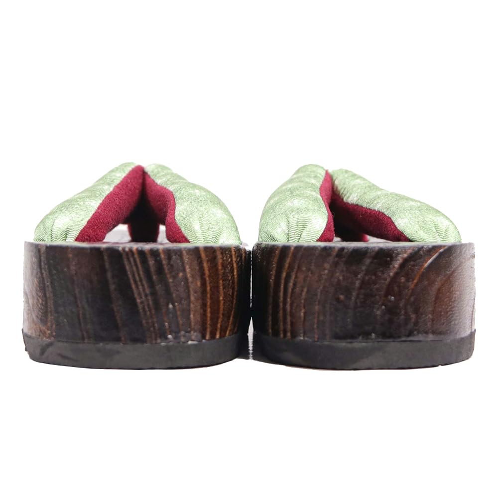 Geta in Dull Burnt Paulownia Wood for Girls [KYOETSU] (Japanese Clogs) (3 Khaki, measurement_18_point_0_centimeters)