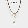 Melaleuca Sun Pendant Layered Necklace: Elegant Autumn/Winter Accessory for Women, Light Luxury High-End Collarbone Sweater Chain.