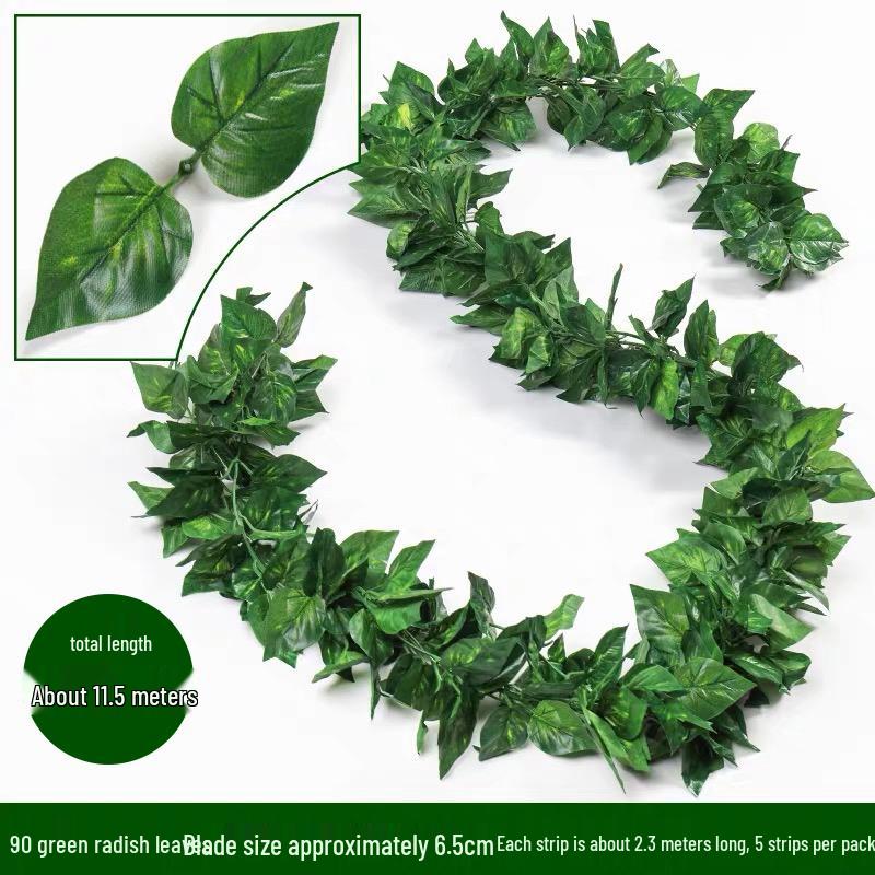 Artificial Rattan Vines for Pipe and Ceiling Decoration - Fake Green Leaves