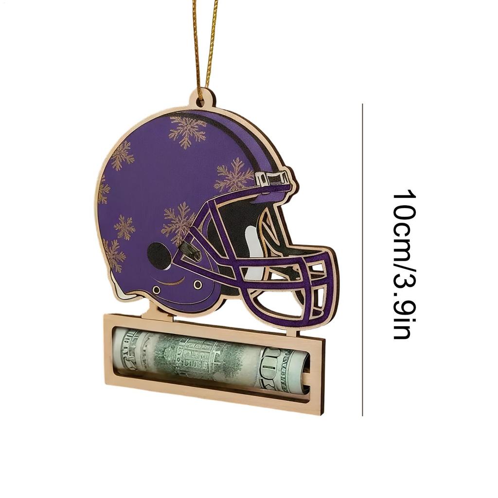 Cash Holder Football Helmet Charm Creative Helmet Wooden Party Supplies Christmas Helmet Money Holder Ornament For Birthday