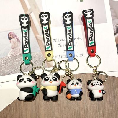 Cute Guochao Sports Panda Keychain Pendant Student School Bag Pendant Lighting Night Market Stall Small Gifts