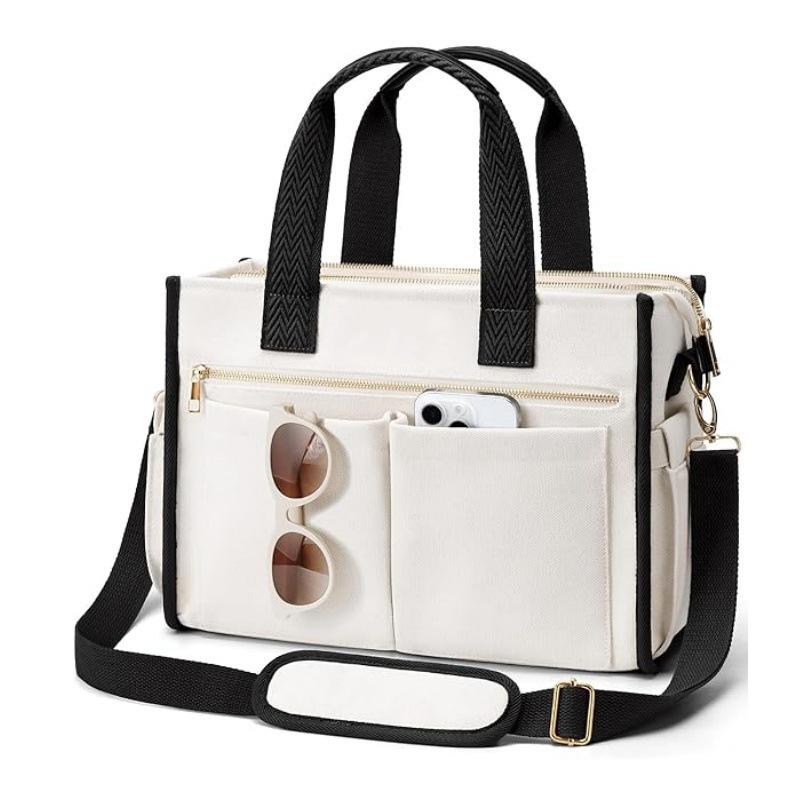 Women's Large Canvas Tote & Crossbody Laptop Bag - Everyday Shoulder & Mommy Bag