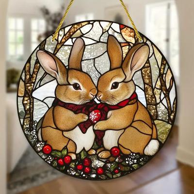 Easter Pendant Hanging Decoration with Lanyard Easy To Hang Rabbit Pattern Design Wide Application Window Acrylic Pendant