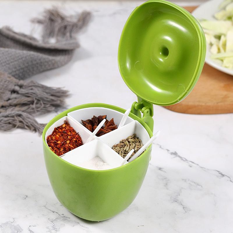 Plastic Creative Seasoning Jar Container Spice Rack Organizer Outdoor Camping Seasoning Bottle Kitchen Gadget Set зелёный