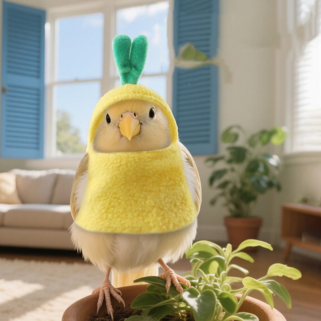Parrot Pineapple Hooded Pullover Pet Costume Windproof Warm Outdoor Wear Cute Bird Transformation Outfit for Small Animals