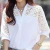 Southeast Asia Plus Size Chiffon Lace Shirt - Loose Mid/Short Sleeve