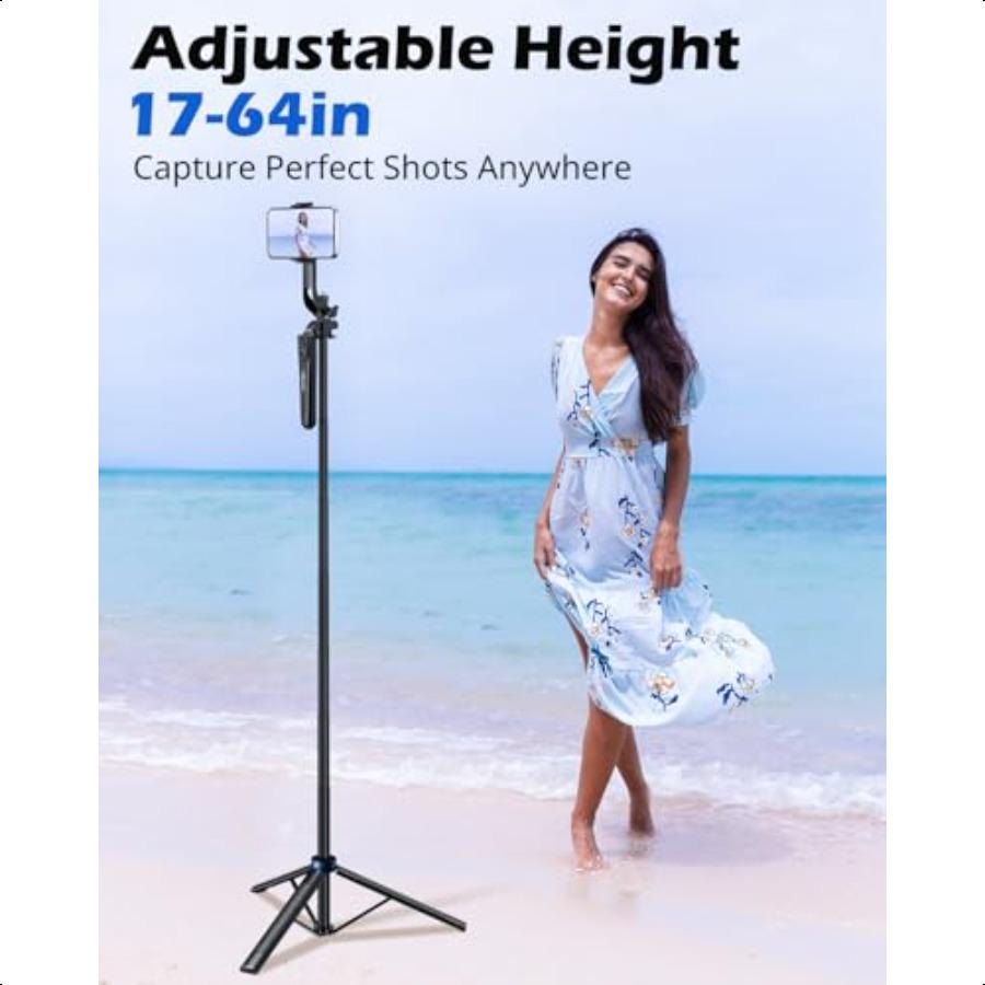 UBeesize 64'' Extendable Phone Tripod Selfie Stick with Light and Remote Adjustable Tripod Stand for iPhone 1116 Android GoPro